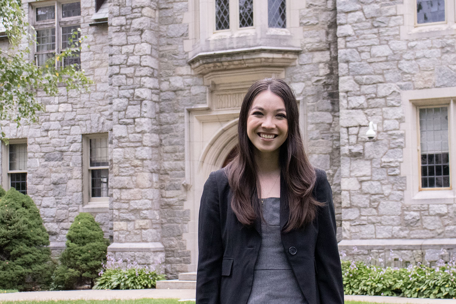 Alexandra Prendergast stands in front of Knight Hall