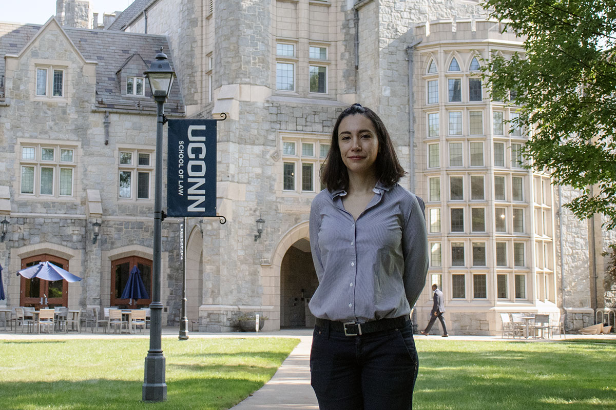 Diana Rendon Davila in front of the law library.