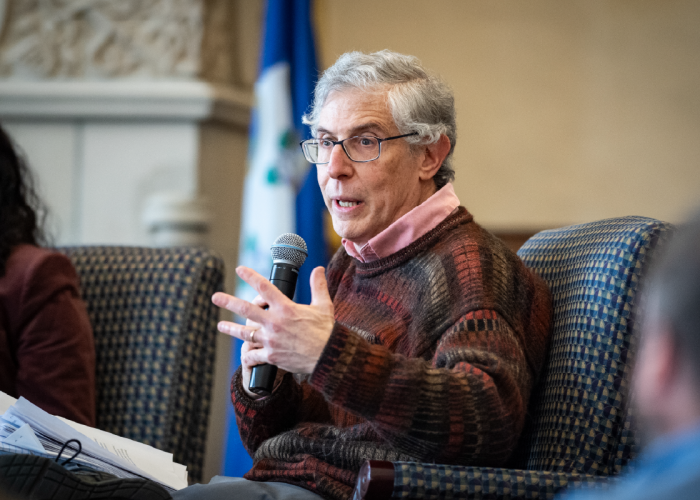 Professor Bauer with microphone