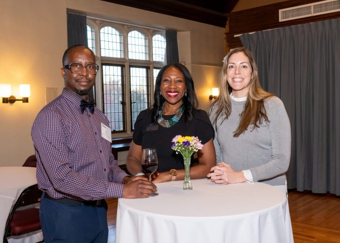 Dean Nelson smiles with alumni