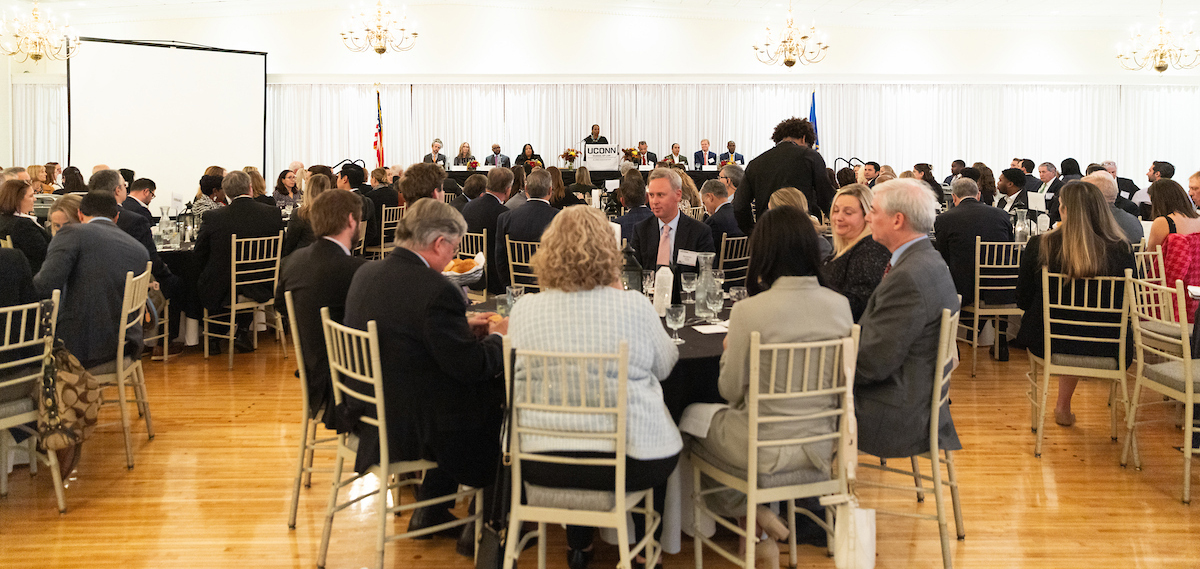 Image from the annual Law Awards Dinner Ceremony where distinguished alumni of the law school receive awards on their accomplishments, 2025